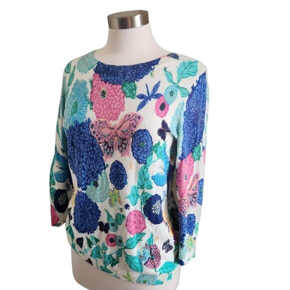 Talbots Womens Blouse Size Large Multicolor Floral Long Sleeve Pullover Top - Picture 1 of 13